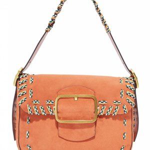 New Tory Burch Sawyer Stitch Suede Handbag